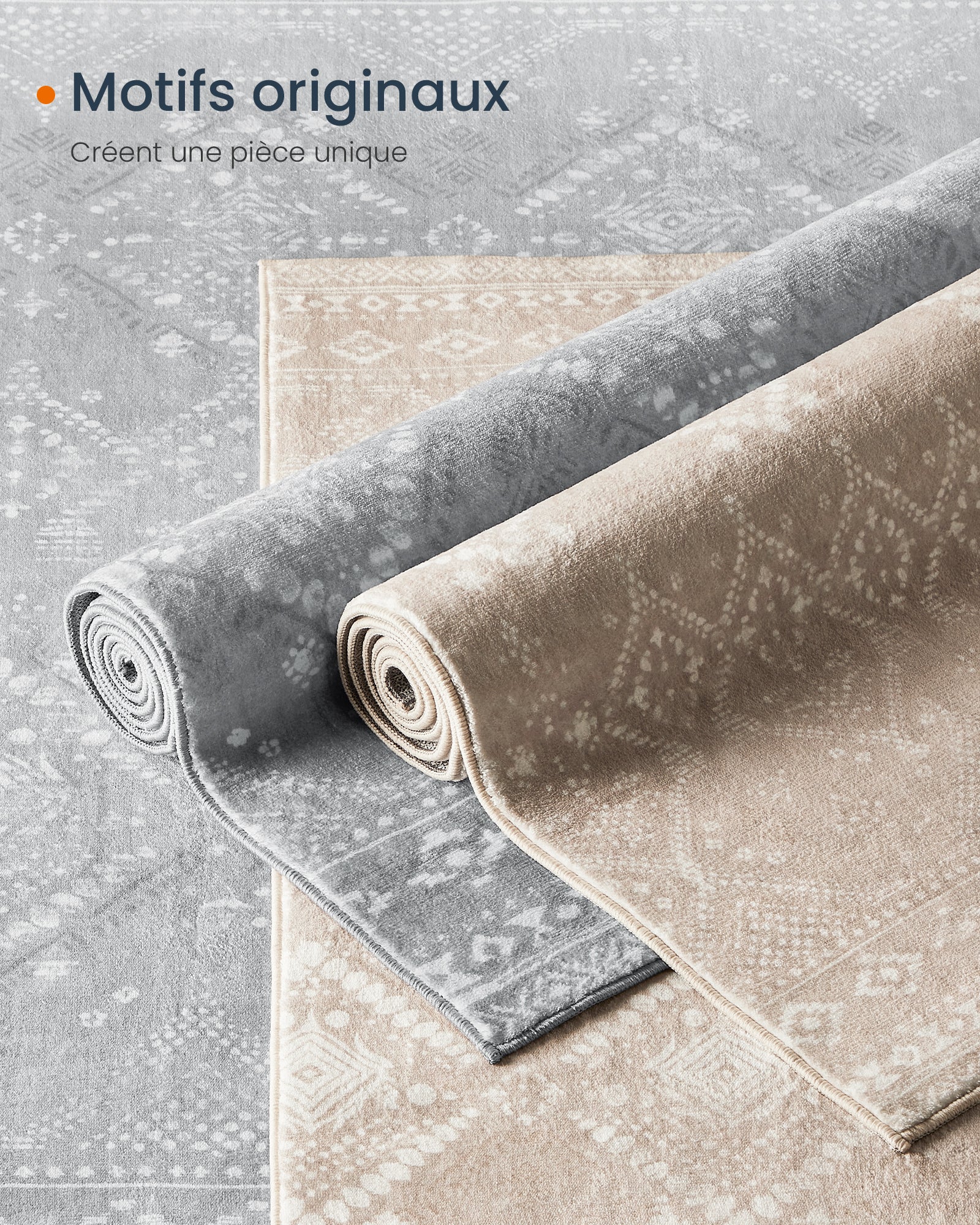 Tapis Décoratif, Tapis de Chambre 160 x 230 cm, Tapis de Salon, Tapis antidérapant, pour Salon, Lavable en Machine, Style Bohème, Beige Cappuccino - 7