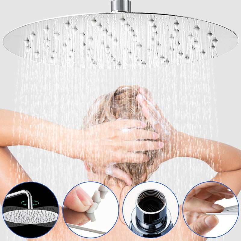 Tête De Douche Douche De Tête Pommeau De Douche Jet Effet Pluie Rainshower Acier Inoxydable Carre 30cm Ultra Mince Haute 92390356