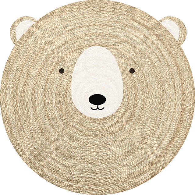 Tapis antidérapant en vinyle pour enfants Oso Camilo [Diam] 100 cm - PVC imprimé, lavable, ignifuge, pour la chambre d'enfant
