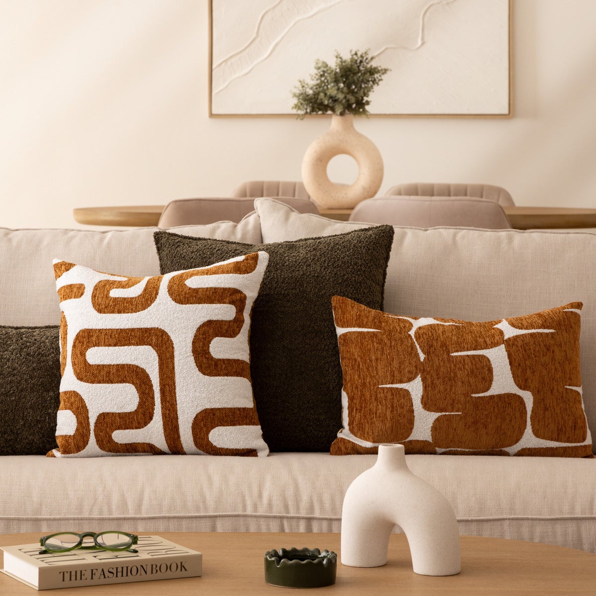 Housses De Coussin Décoratives 40x40 Cm Chenille – Lot De 2, Marron/beige, Fermeture éclair Invisible, Lavable - 8