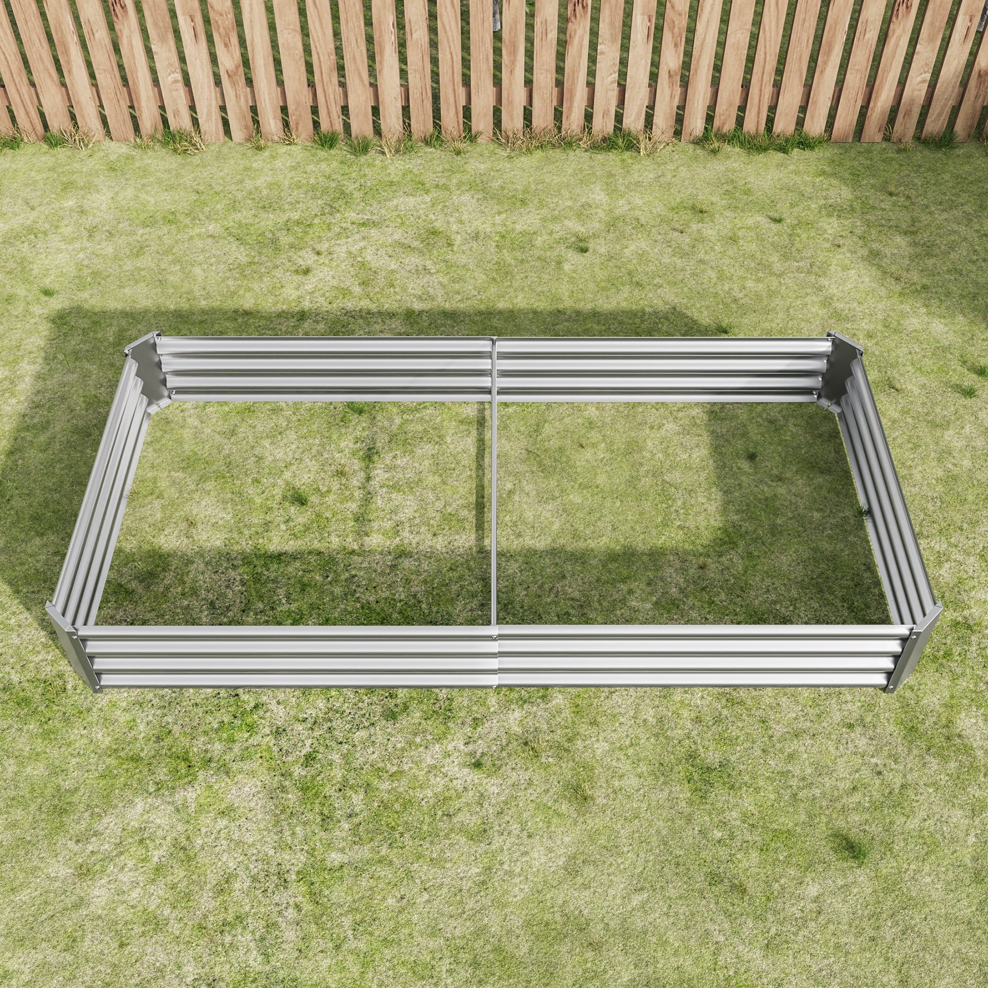 Bac de plantation fabriqué en tôle d'acier robuste conception stable, antirouille et durable, base non incluse, 232x113.5x30 cm, métal, argent - 7