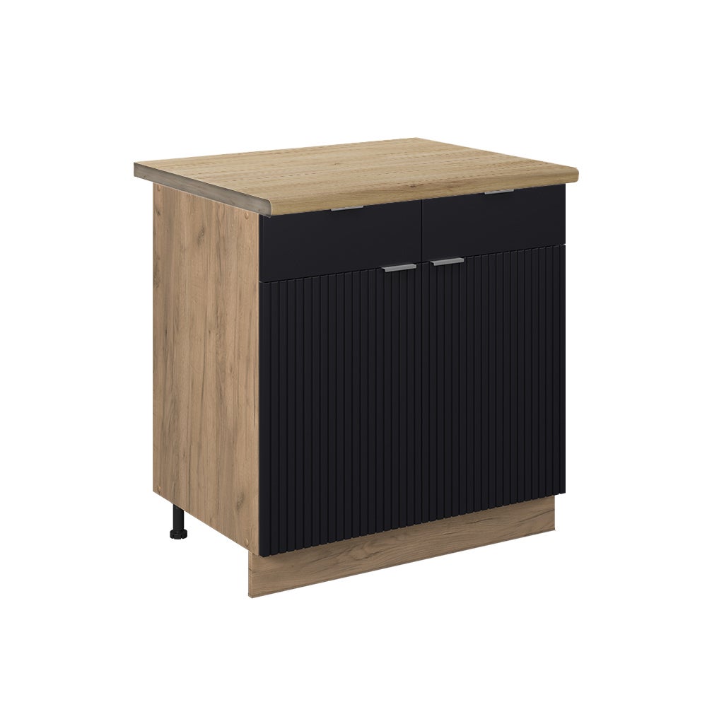 Vicco Szafka dolna do kuchni Fame-Line, Czarne paski, 80 cm , BP Dąb