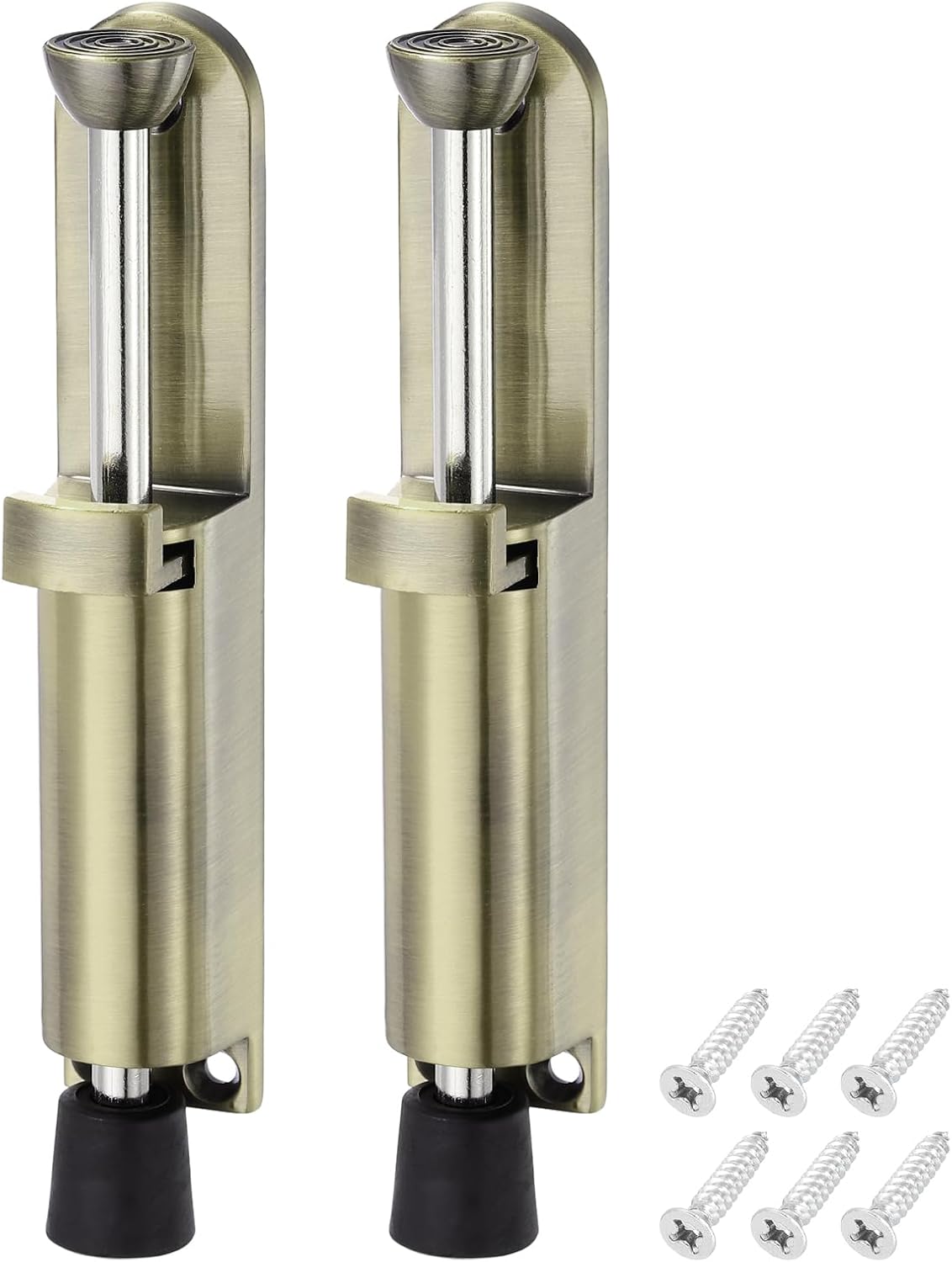 Lot De 2 Butées De Porte Magnétiques Hordion – Réglables En Hauteur, Adhésives Ou à Visser – Argent