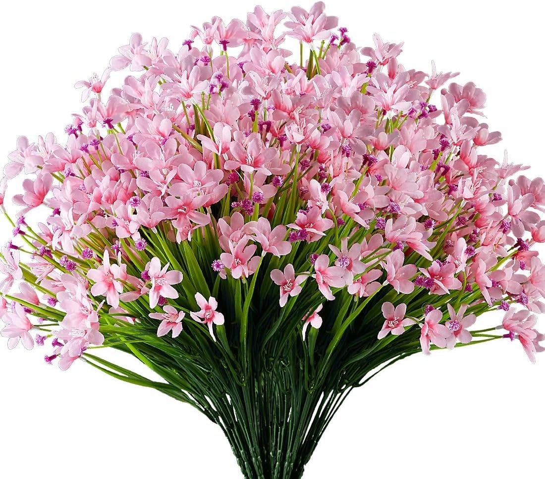 6 opakowań Sztuczne kwiaty orchidei, plastikowe rośliny na ślub Bukiet ślubny na świeżym powietrzu Dom Ogród Kuchnia Biuro Stół Wazon różowy