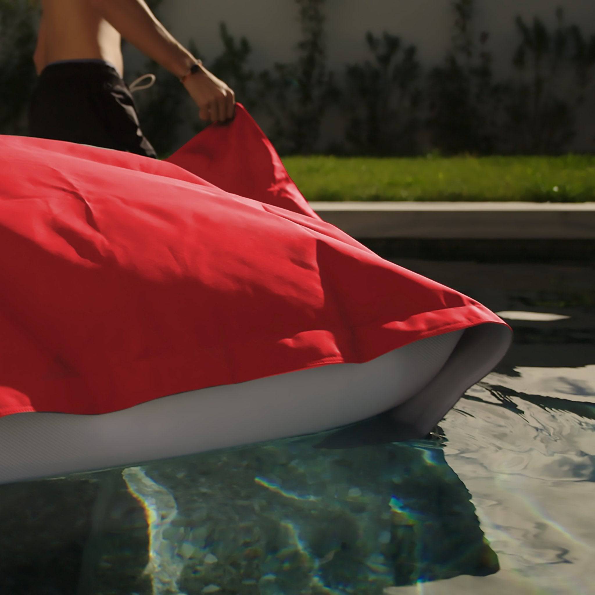 Pouf Géant XXL Déhoussable, Flottant pour Piscine, Deco Arts Rouge piment - 3