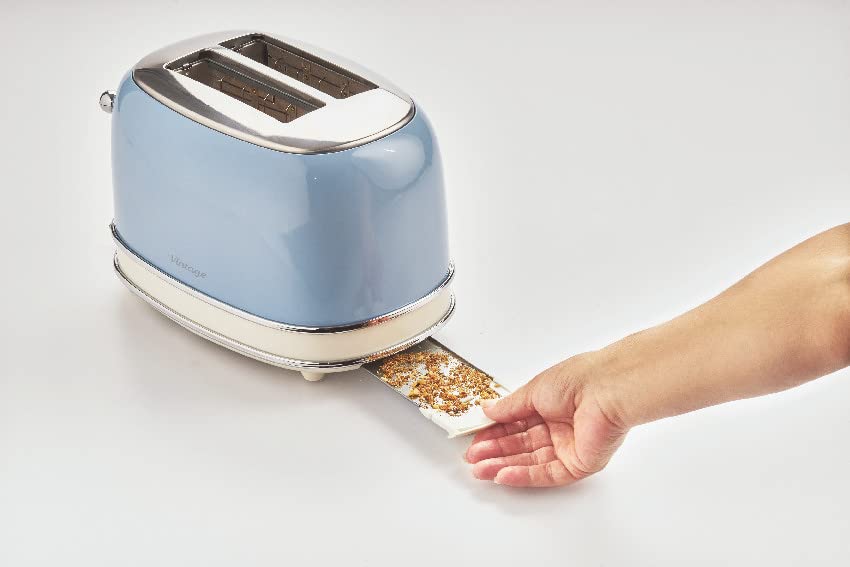 Ariete 155 Tostapane Vintage 2 fette di pane - con pinze - 6 livelli di tostatura - 810 Watt- Acciaio Inox - Linea Vintage - Celeste - 2