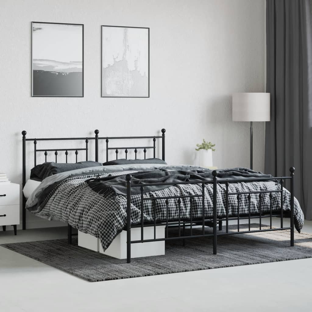 Estructura cama sin colchón con estribo metal negro 180x200 cm vidaXL - 4