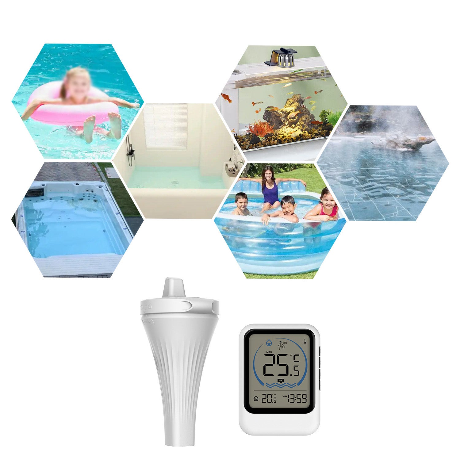 Thermomètre de piscine flottant sans fil avec affichage numérique pour piscines, thermomètre de piscine flottant sans fil - 3