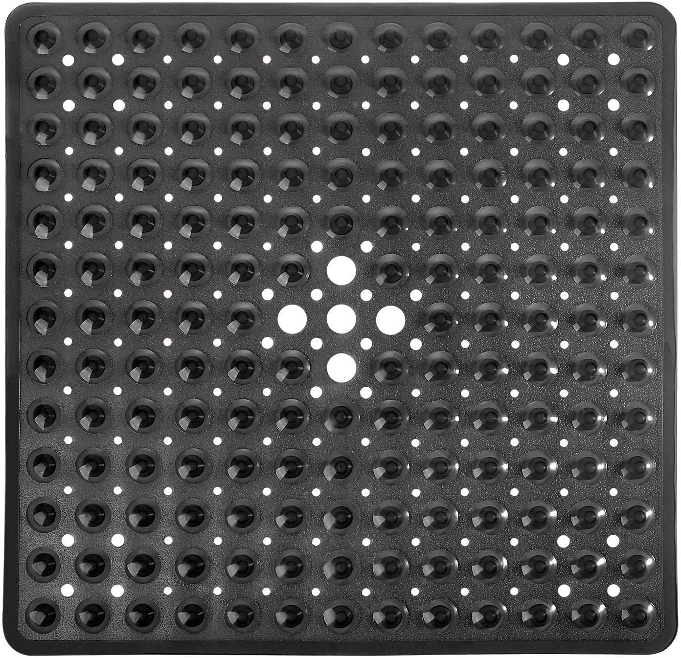 Tapis De Douche Carré Antidérapant 60x60 Cm Gris PVC Drainage Anti-moisissure