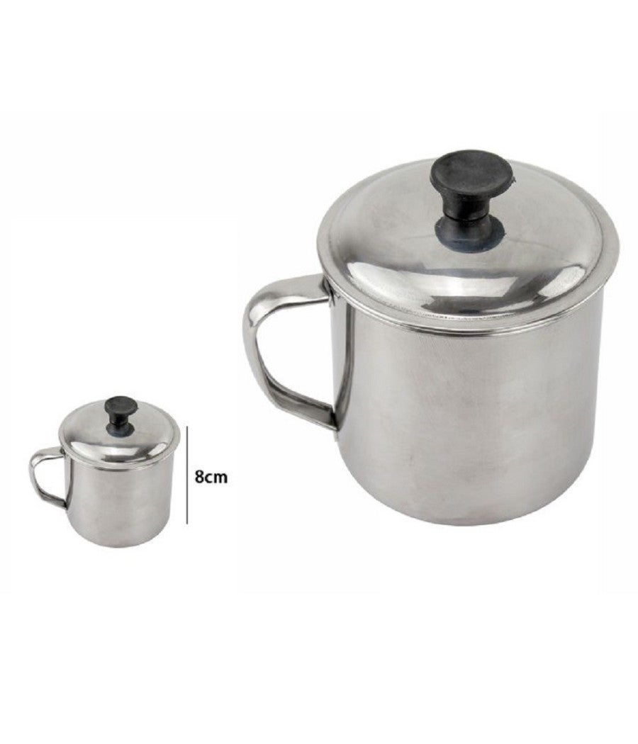 PATIKIL 2x2 Tavolozza Tazze In Acciaio Inox – Contenitore Per Vernice Con Coperchio E Clip, Argento - 3
