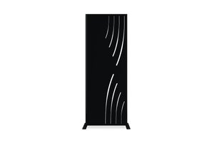 Panneau Décoratif VELETA Acier Noir 160x60 Cm - Motif Nature, Pour Clôture, Intimité, Terrasse
