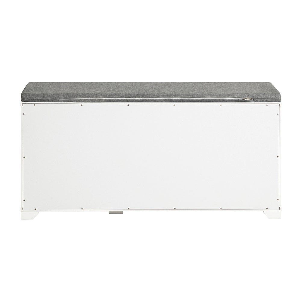 SoBuy Scarpiera con cuscino Panca con 2 vani portaoggetti Scarpiera salvaspazio Slim, portascarpe salvaspazio Regolabili 90x24x49 cm FSR119-W - 9
