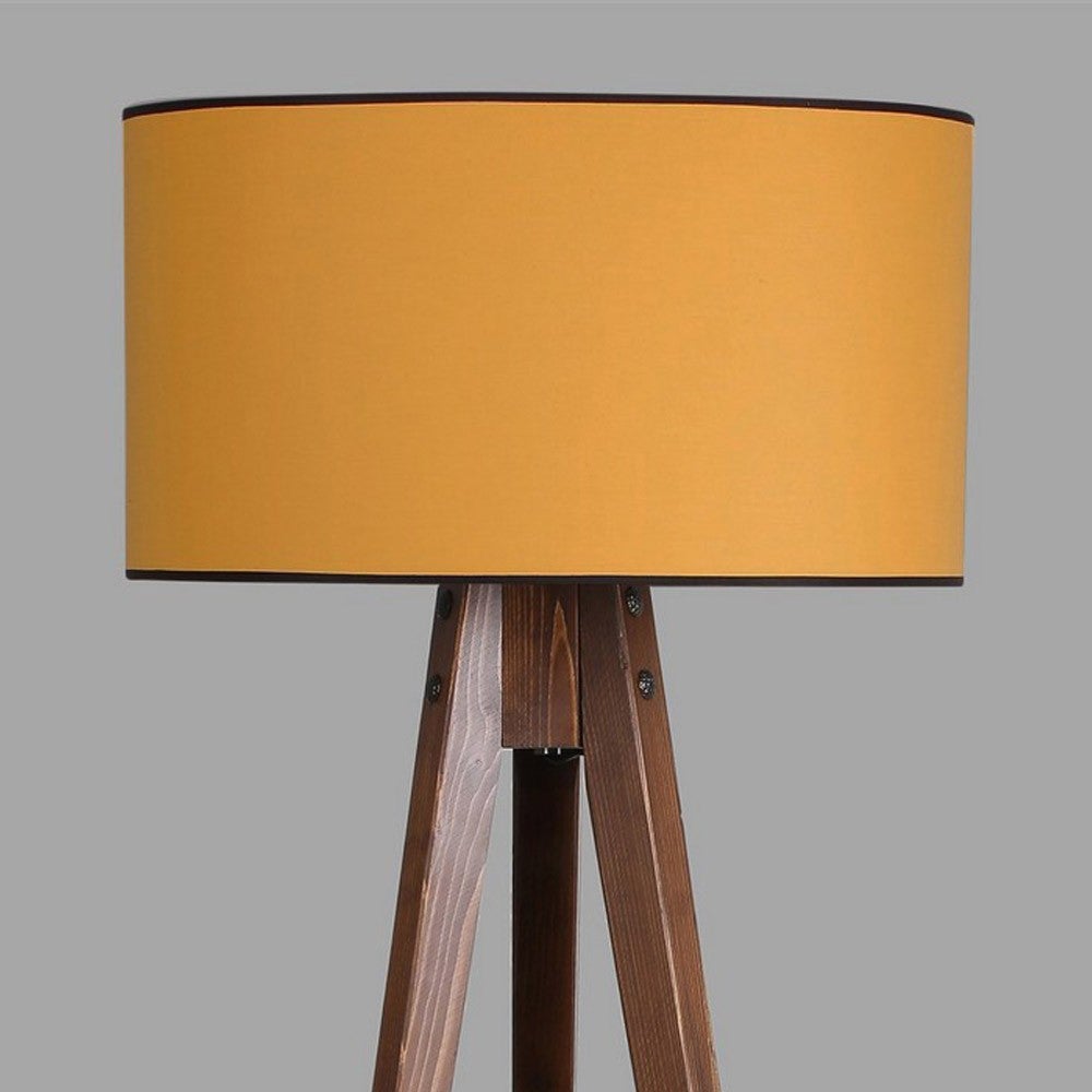vidaXL Lampada a Treppiede Luce Lampada da Terra Luce con Piedistallo Luce con Base Piantana Illuminazione Nero e Oro 141 cm Legno Massello di Teak