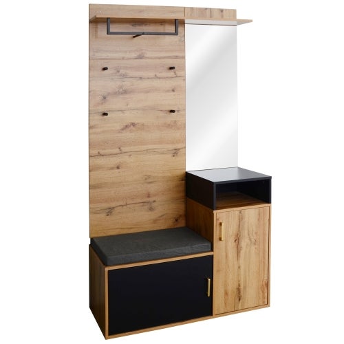 Ensemble armoire comprenant 4 patères, un porte-manteau mural, un compartiment de rangement supérieur - 8