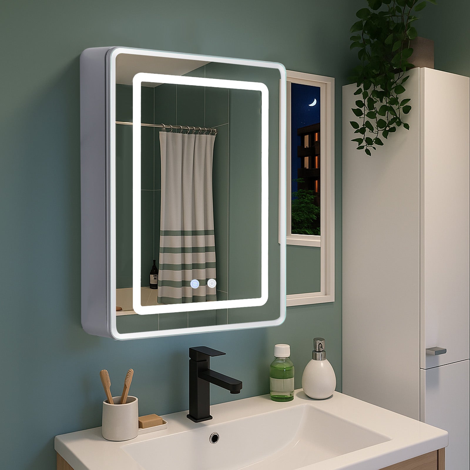 Miroir Salle De Bain - HOMCOM - LED - Bluetooth - 60 X 80 Cm - Lumière Réglable 3 Couleurs, Anti