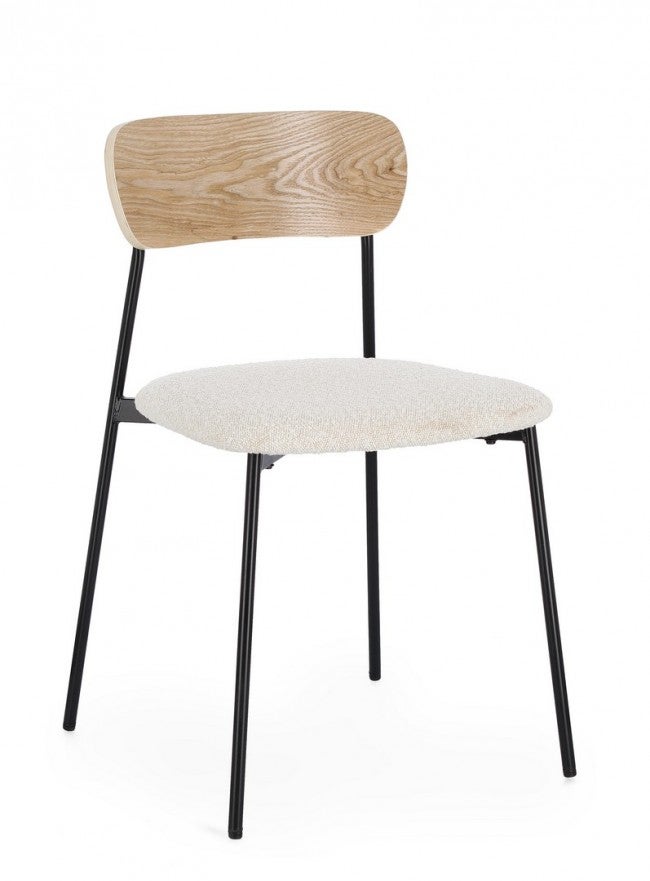 Zestaw 2 krzeseł do jadalni z włókna syntetycznego, kość słoniowa