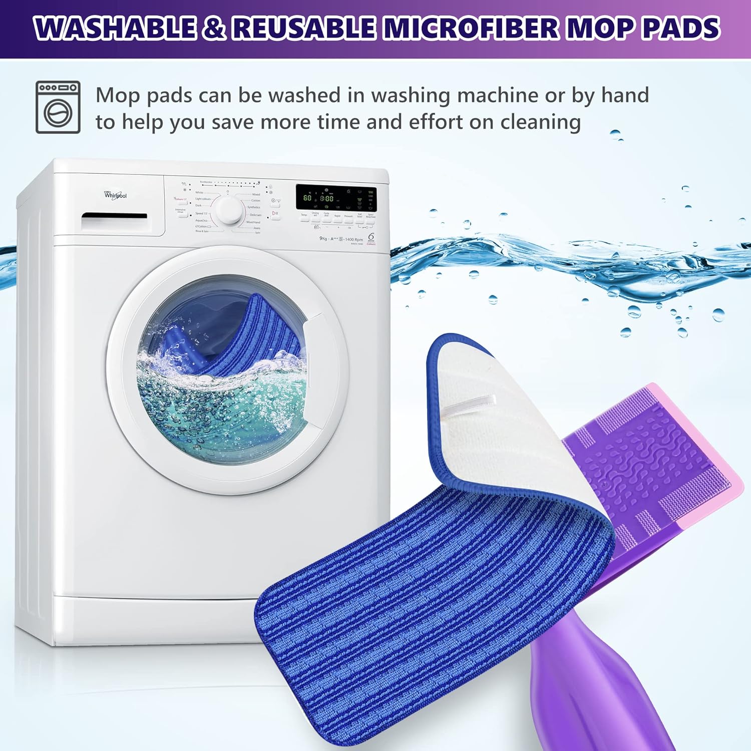 Paños de repuesto de microfibra reutilizables compatibles con Swiffer Wet Jet, paquete de 3 - 4