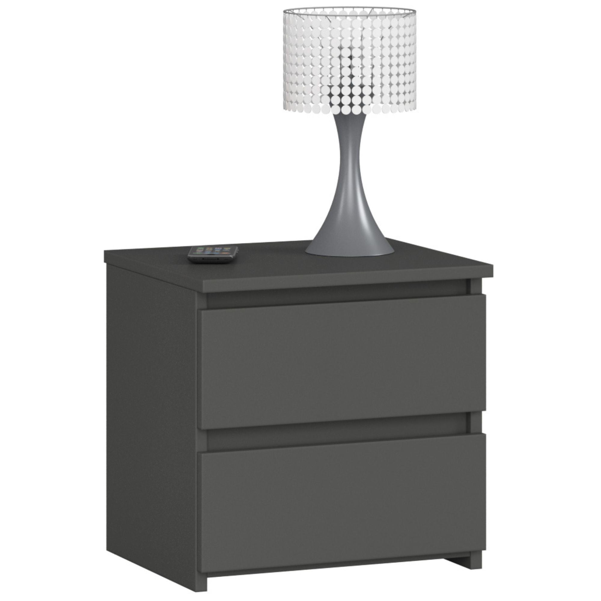 Szafka nocna AKORD CL2 Grafit Szary 40 cm 2 szuflady kolor Grafit Szary mat 40x35x40 cm