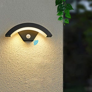 GOECO Applique Murale LED Exterieur avec Capteur de Mouvement, Gris Anthracite 24w 980lm 3000k, Lampe Externe Aluminium Ip54, Lampe Exterieur Pour Po