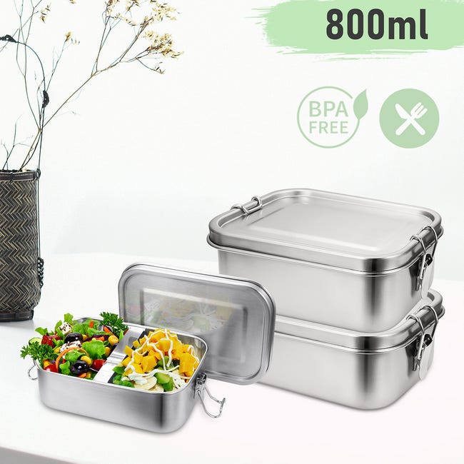 2x 800ml Lunch Box Metal Lunch Box Thermo-Container en acero inoxidable ...