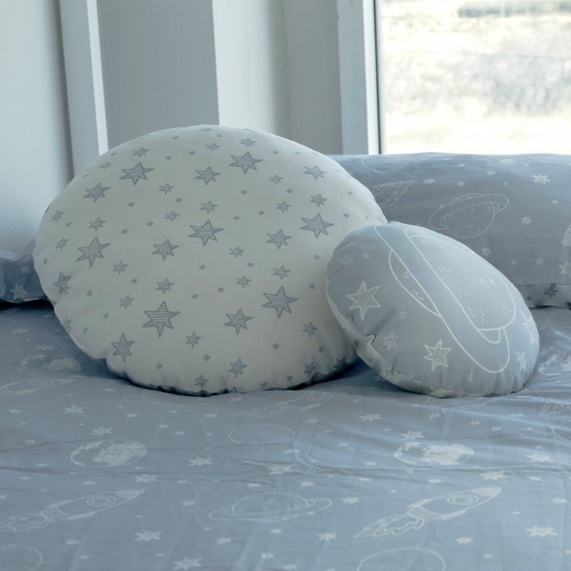 Muemue Coussin de 2 coussins en coton bleu 30x30/50x50cm - 3
