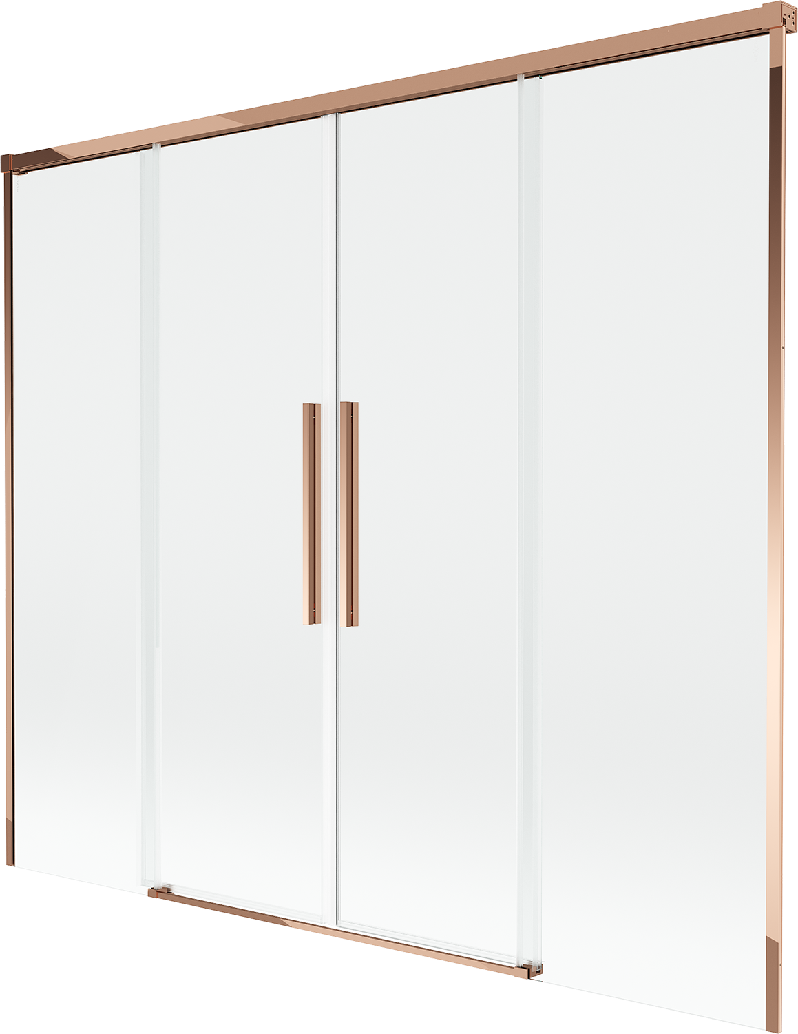 Mexen Rox parawan nawannowy 2-skrzydłowy rozsuwany 180 x 150 cm, transparent, różowe złoto - 8C9-180-002-60-00
