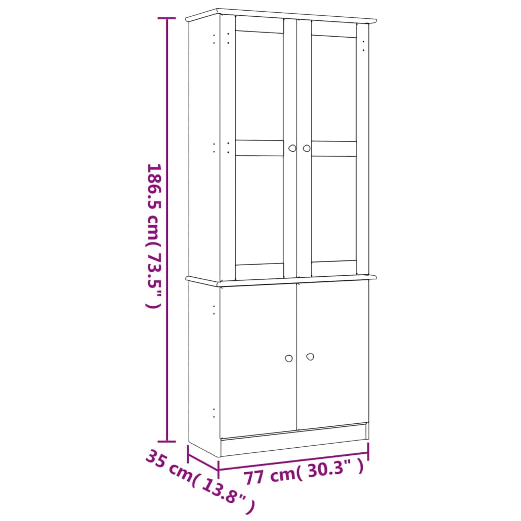 Vitrine en verre ALTA 77x35x186,5 bois de pin massif - 8