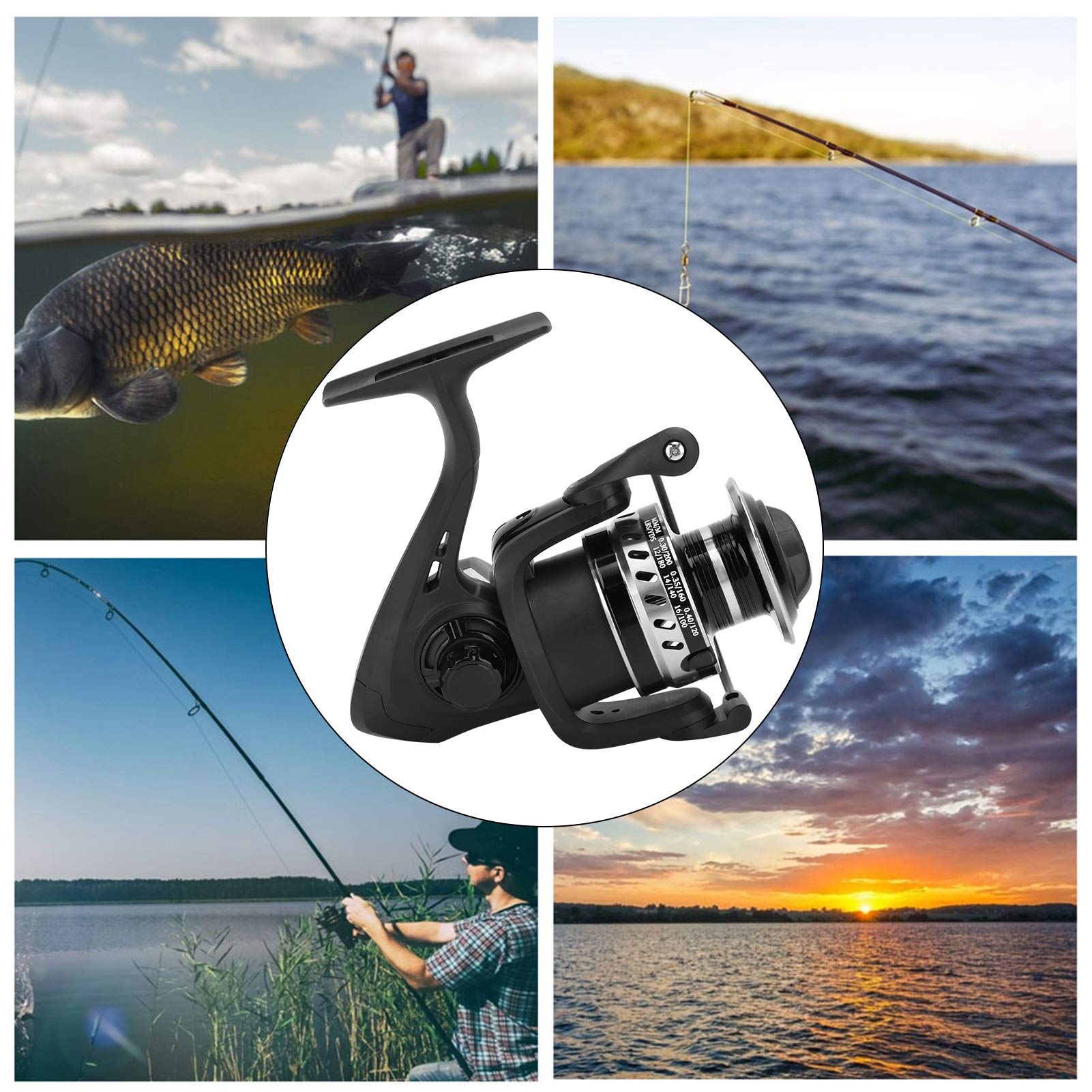 Accessorio per la pesca con zattera a dondolo con canna da pesca portatile in metallo con lenza da pesca (LS5000 argento nero) - 5