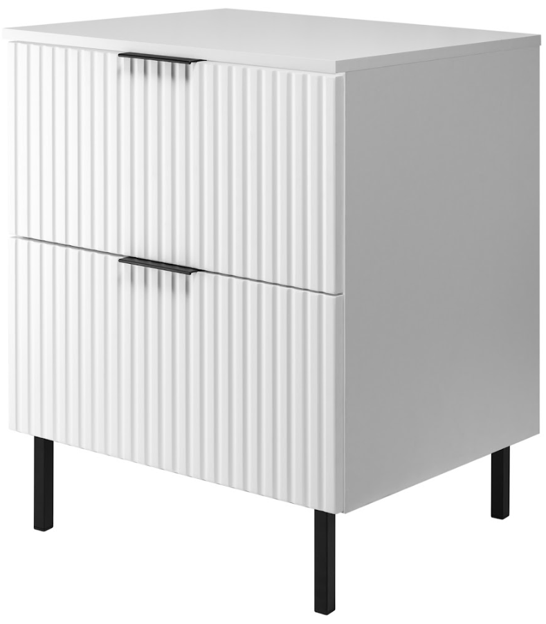 Szafka pod umywalkę z blatem FLOW 60 cm biała 2 kolory uchwytów nóżki w zestawie ryflowane fronty