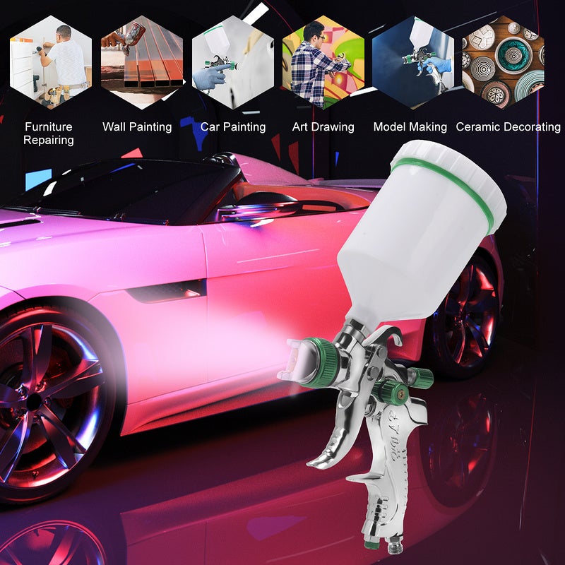 Pistolet à peinture HVLP Spray Gun Pro avec Godet de 600ml et 3 buses(1,4 1,7 2,0 mm) - 8