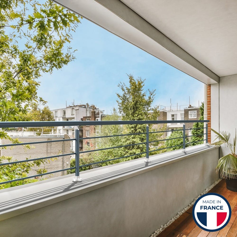 Garde-corps aluminium gris foncé sur muret, 3m pose à sceller au sol ...