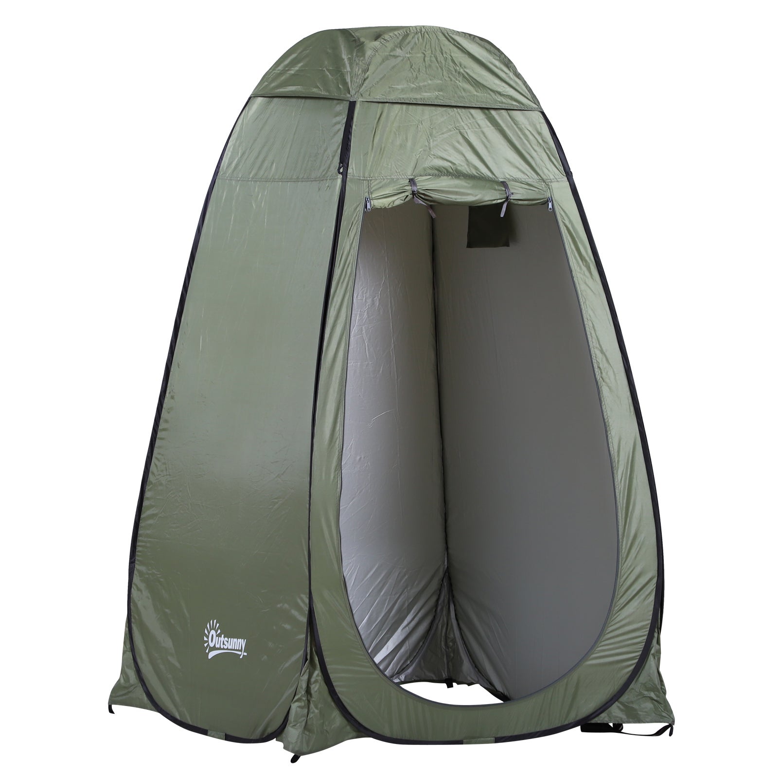 Outsunny Tente De Douche De Camping Pop Up Pliable 2 Fenêtres Et 3 Portes Noir