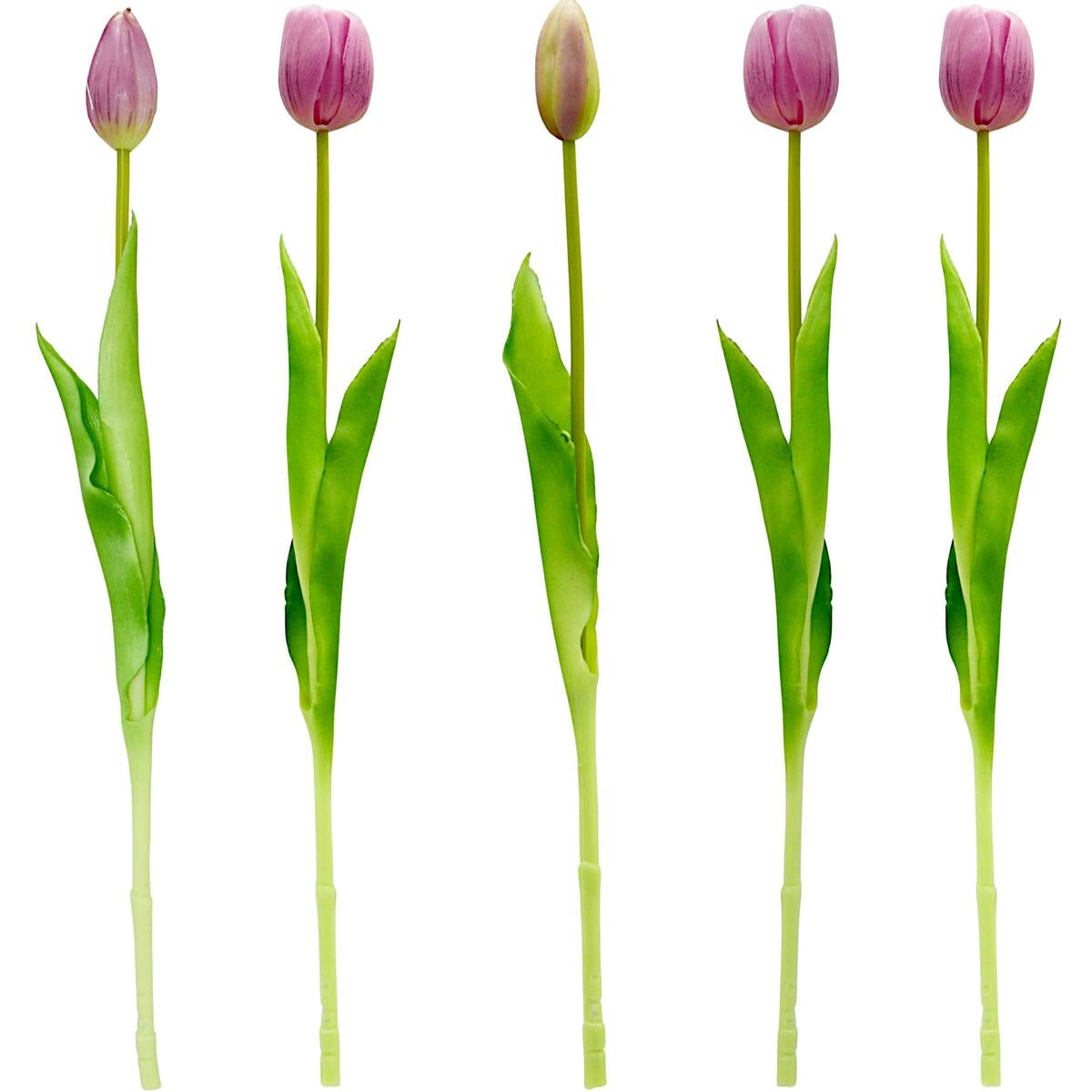 Sztuczny bukiet tulipanów fioletowych 39 cm - kwiaty dekoracyjne do wazonu 5 sztuk