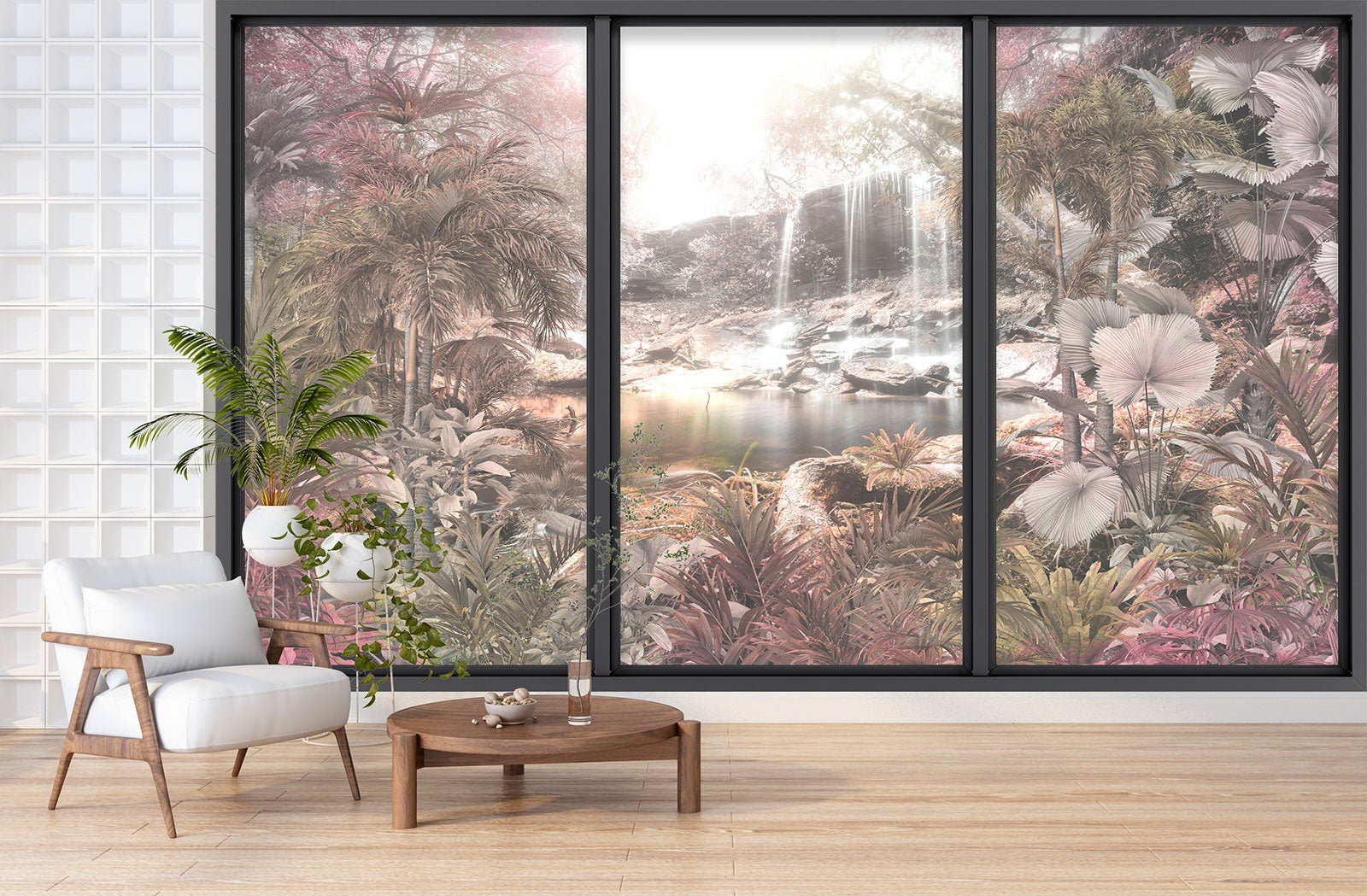 Papier peint panoramique Trompe l'oeil baie vitrée - Jungle - Largeur 325 cm x Hauteur 195 cm - 3