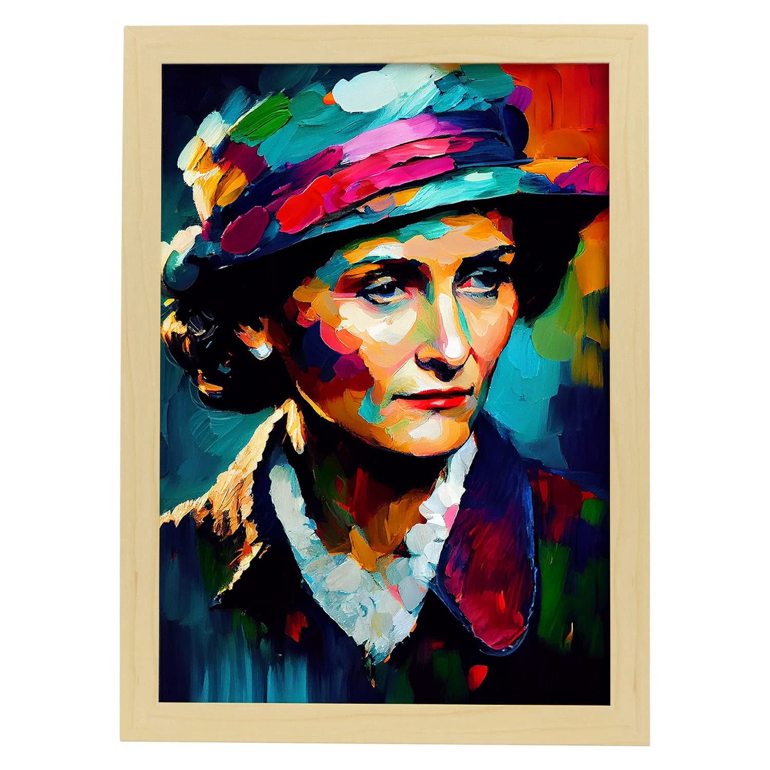Nacnic poster de coco chanel en estilo retrato a todo color ilustraciones y caricaturas de personajes históricos famosos diseño y a3 marcos madera