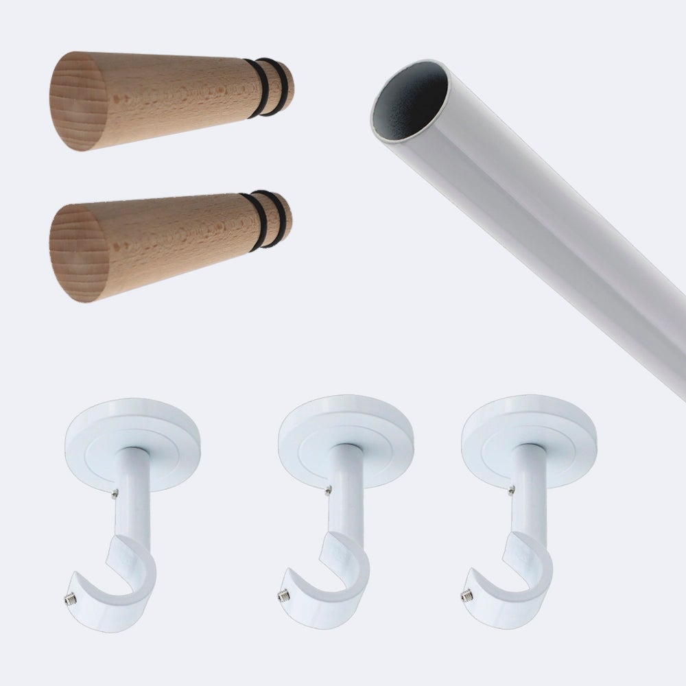 Bastone per tende, kit completo in metallo, diametro 28 mm