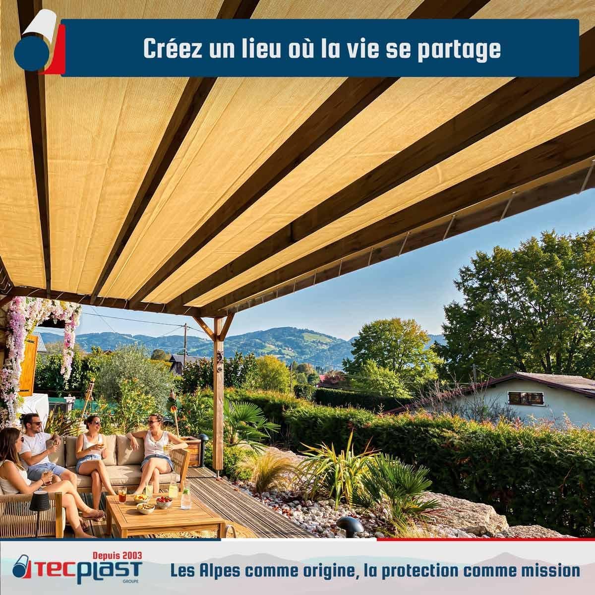 Filet d'ombrage TECPLAST FP320PR 3x4 m Beige Sable perméable pour ...