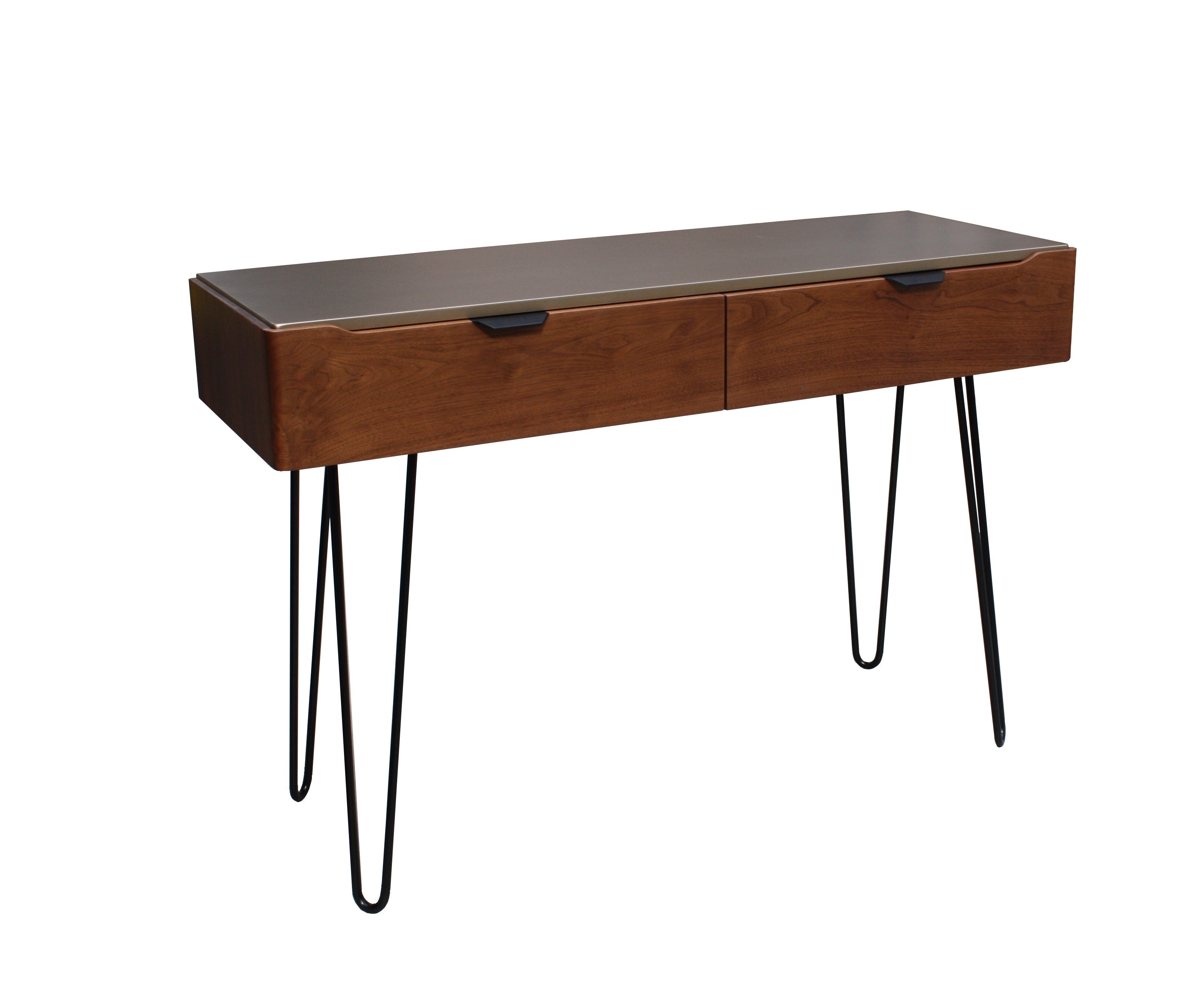 Console noyer massif et laqué 2 tiroirs | Leroy Merlin