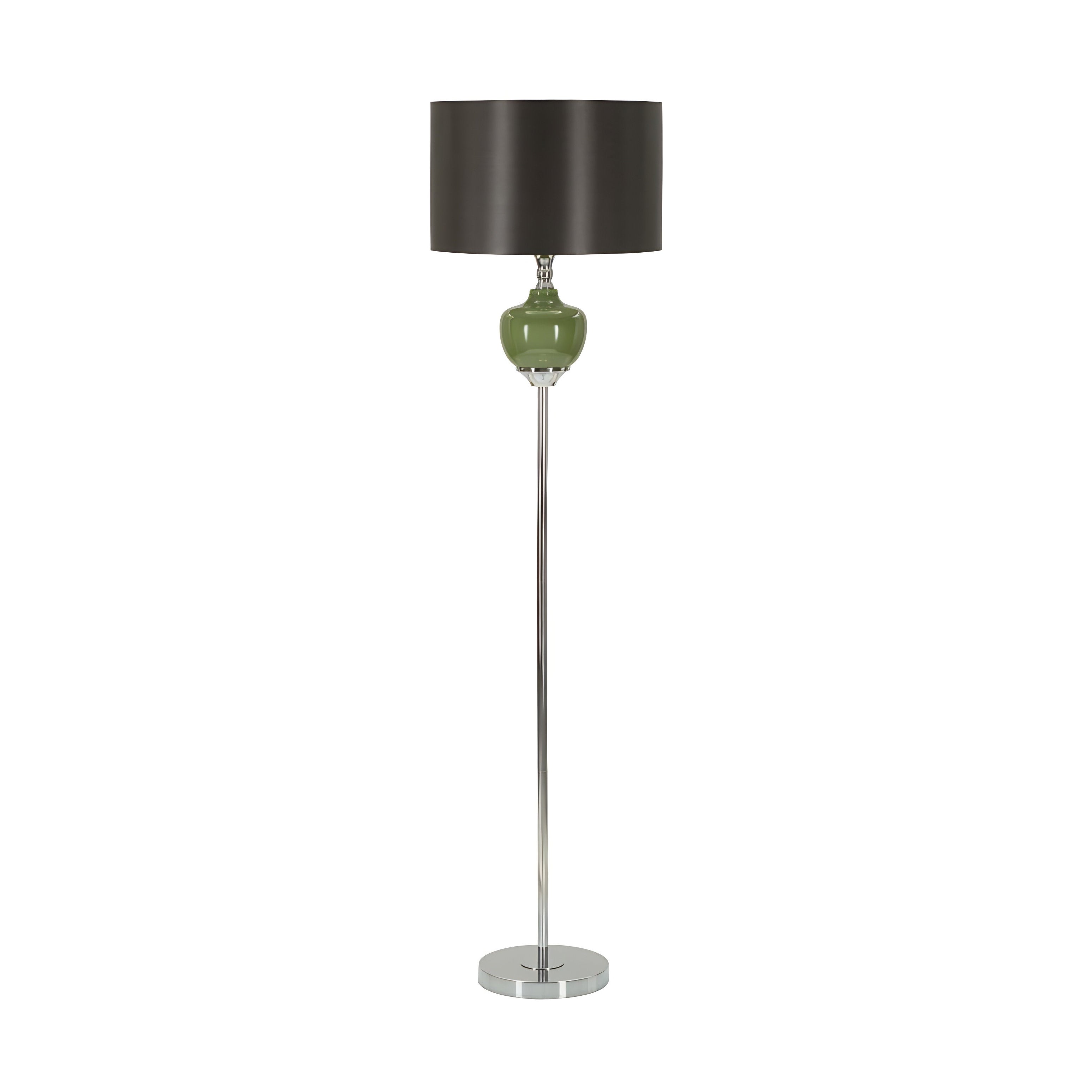 Lampă de podea modernă Eva One - bază din sticlă verde și abajur din catifea neagră - 160 cm, design sofisticat și elegant
