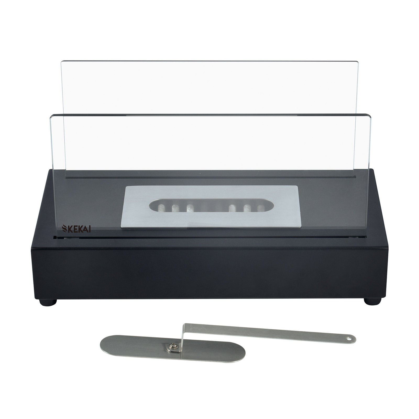 Biochimenea de Sobremesa Kekai Etna 35,5x18x20,5cm Quemador de Acero Inoxidable, Vidrio Templado y Accesorio Apagallamas - 3