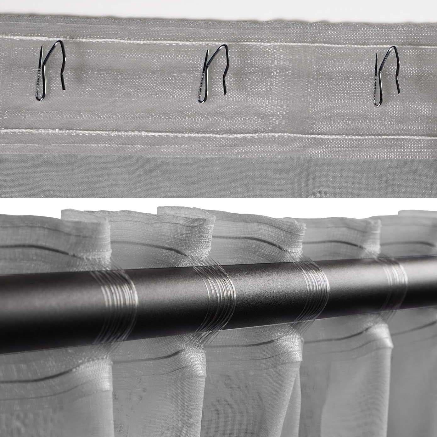 Rideau voilage transparent à galon fronceur - 140x270cm - Gris - HOOMstyle - 6