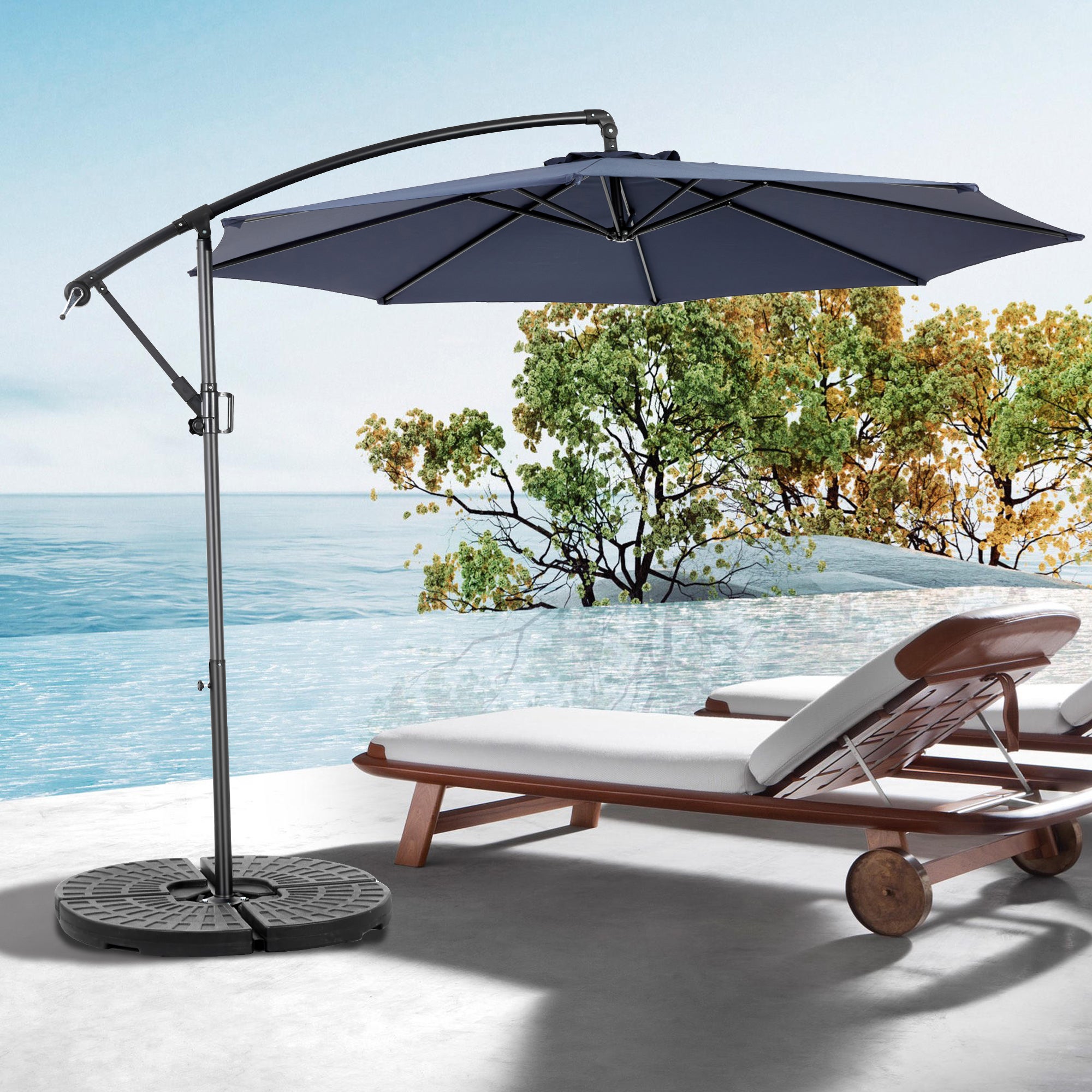 Filet Moustiquaire Carré Pour Parasol – Coupe-vent, Fermeture éclair, Cordon Réglable Et Base Remplissable D'eau, 25x25m