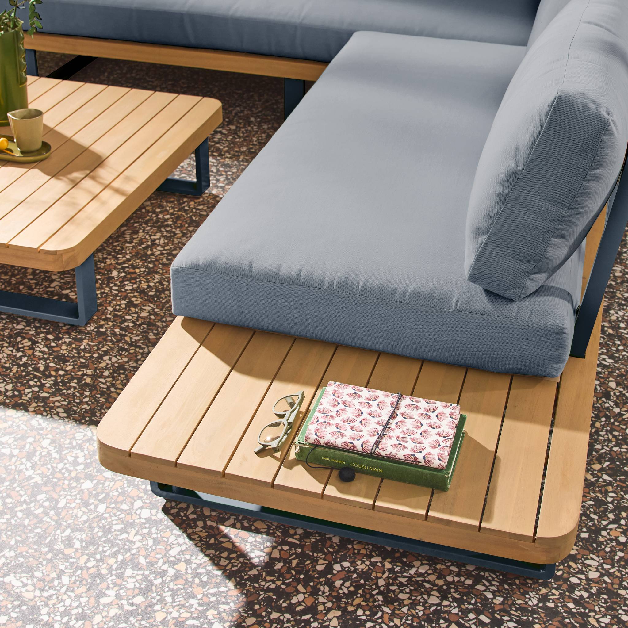 Salon de jardin en Aluminium et bois Gris 5 personnes - 5