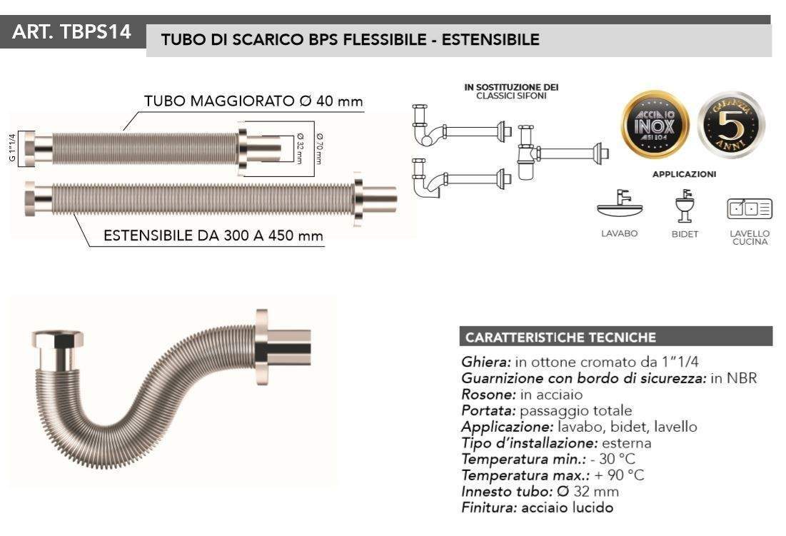 Siphon extensible avec vidage clic-clac Tecom KITSCA9 - 5
