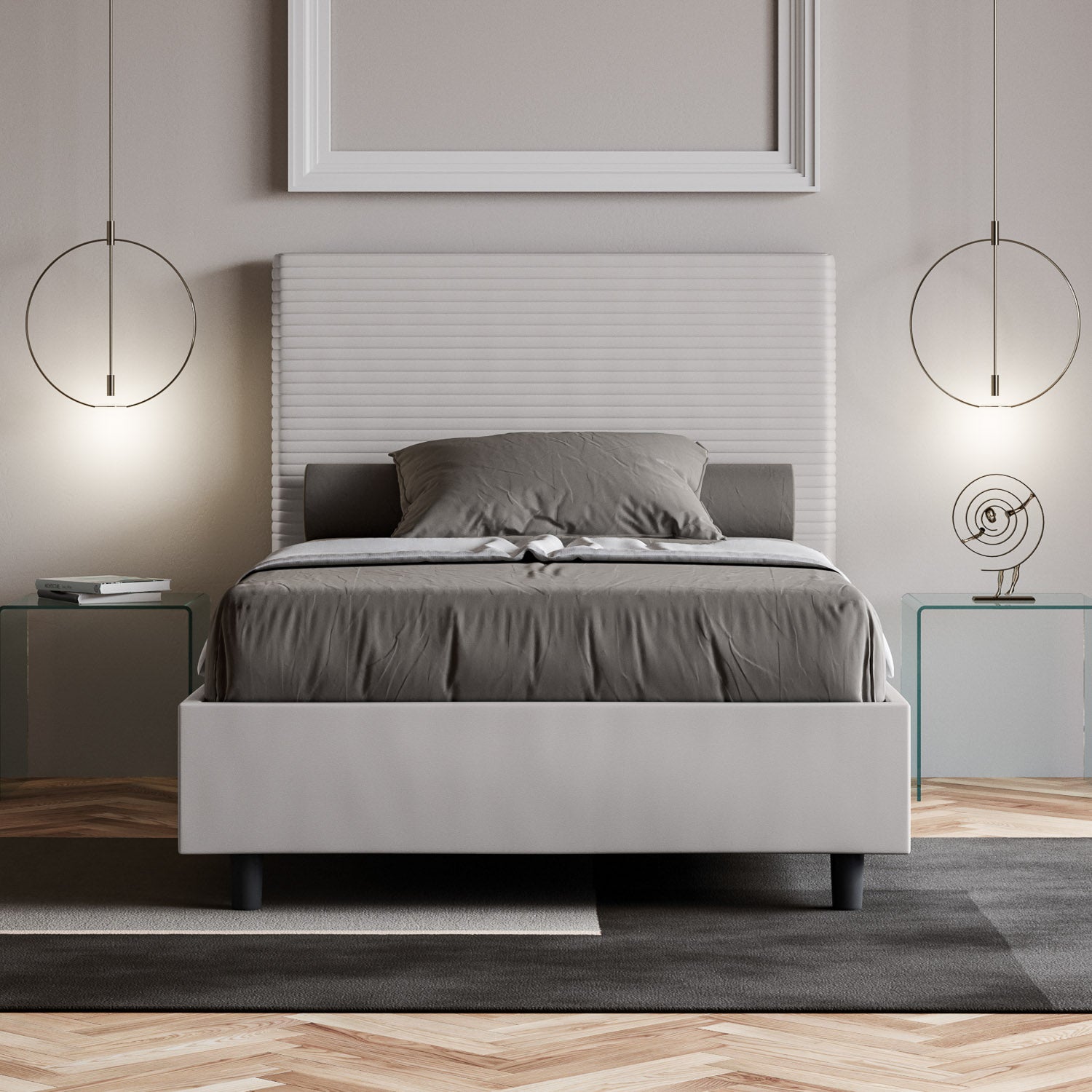 Letto Piazza e Mezzo 120x190 cm con Rete e Contenitore Focus