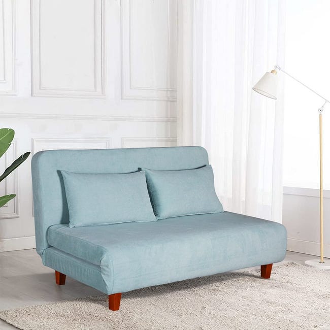 Divano letto trasformabile due posti cn cuscini facile da aprire