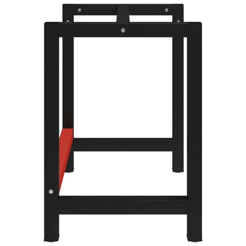 Estrutura banco de trabalho 80x57x79 cm metal preto e vermelho vidaXL - 3