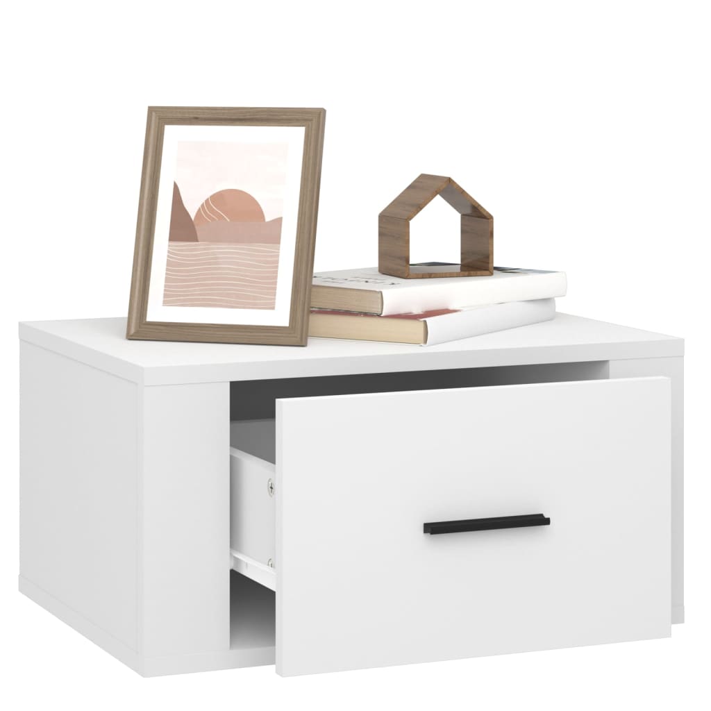 Pack de 2 Mesitas de noche de pared，Mesitas de noche flotantes，Mesilla de noche blanco 50x36x25 cm CFW71362 - 5