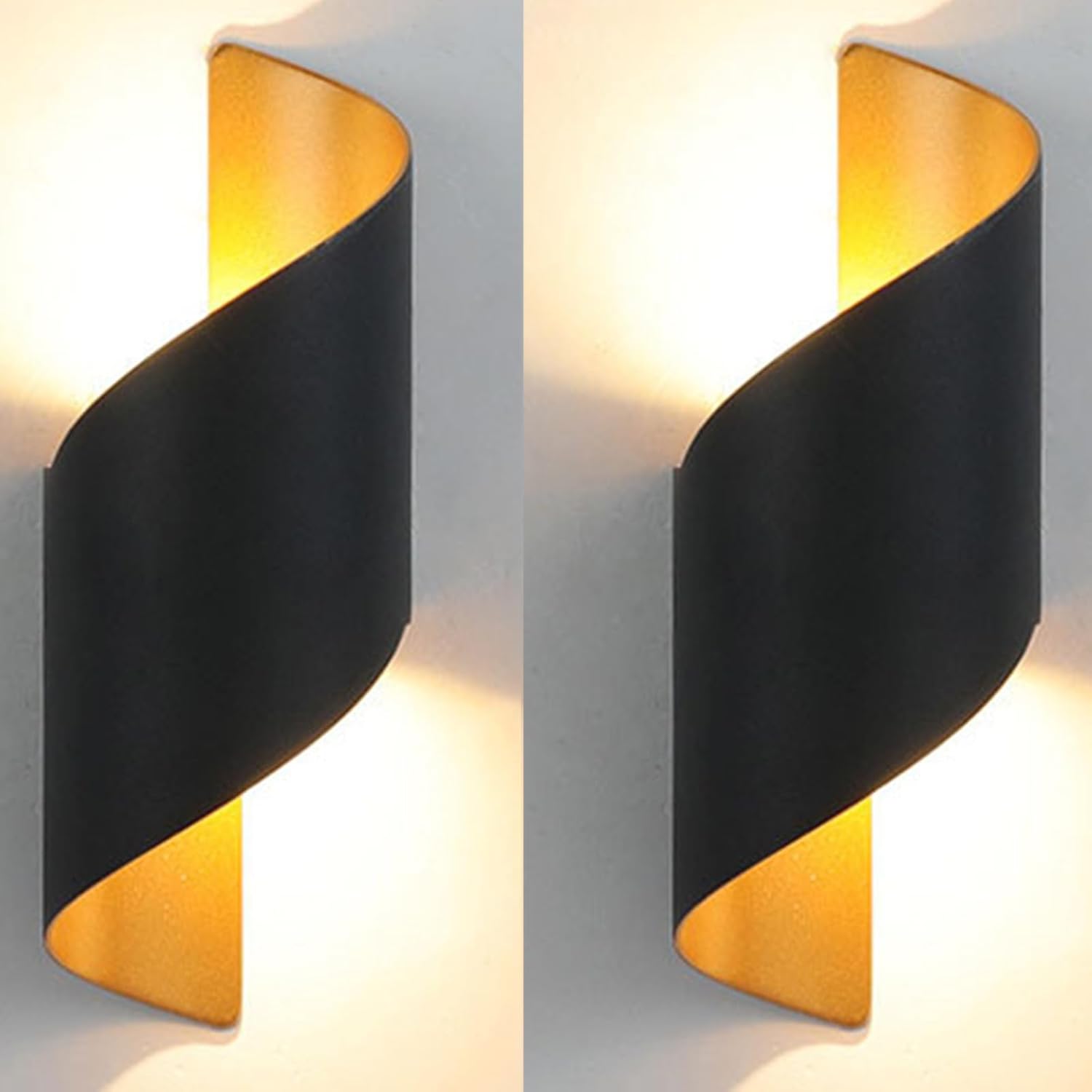 Kinkiet LED, 10 W, 3000 K, ciepła biel, wodoodporność IP65, idealny do baru lub sypialni, 2 sztuki, czarny