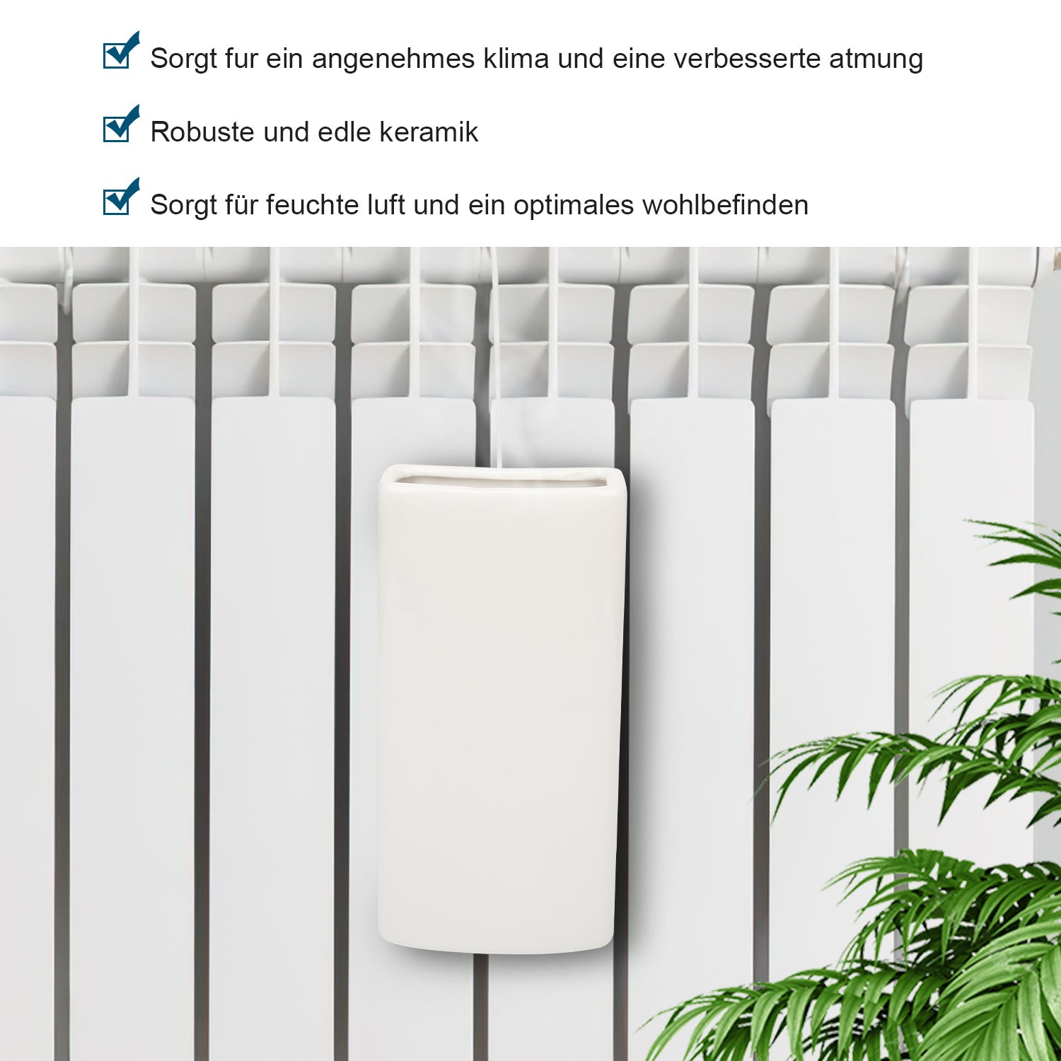 4x Evaporador de cerámica Radiador humidificador de aire, calentador de evaporador de agua, con gancho para colgar, cerámica, blanco 4x - 4